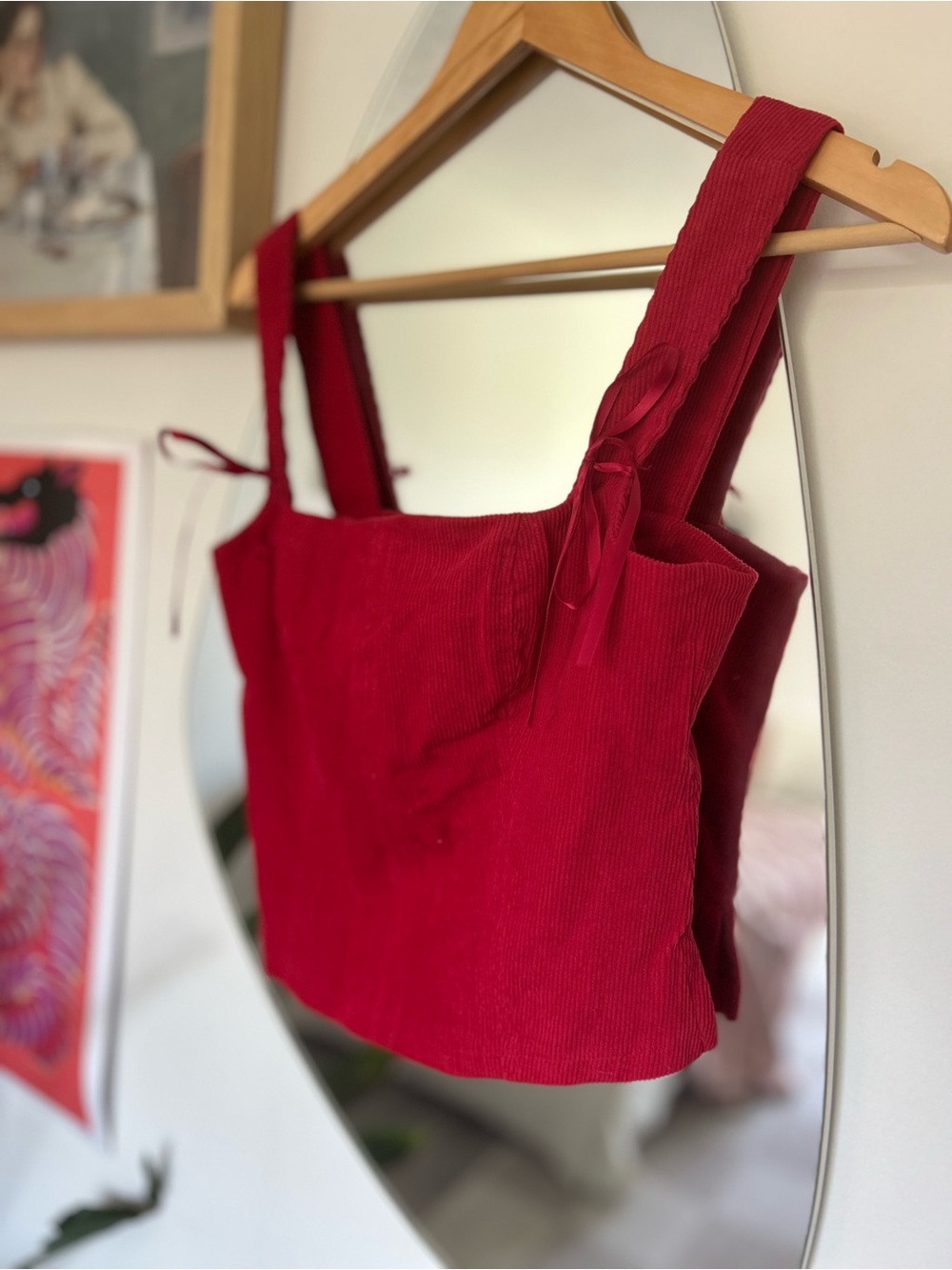 Red Square-Neck Corduroy Top - Picture 2 of 4
